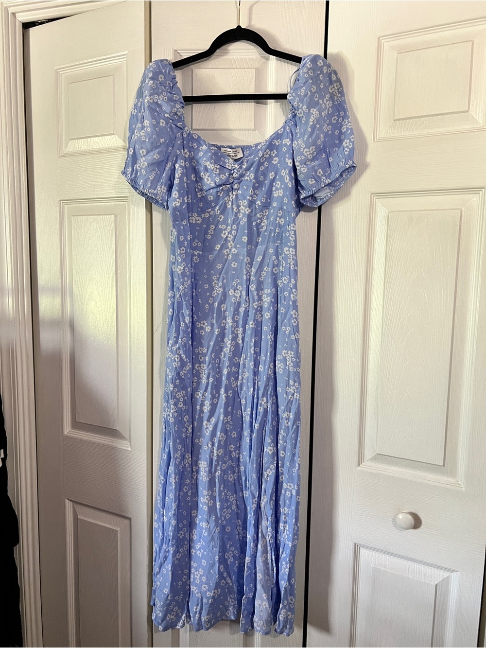 & Other Stories Light Blue Floral Puff Sleeve Maxi Dress